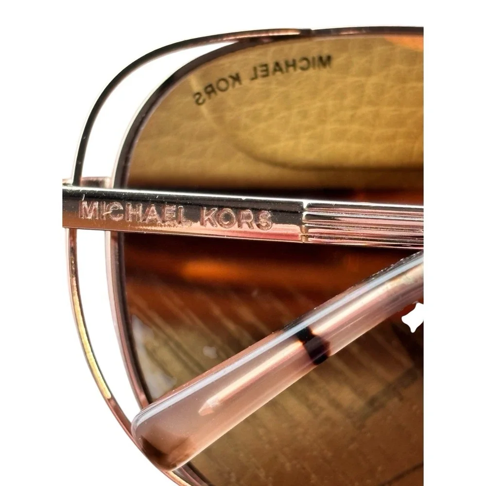 Michael Kors Sunglasses MK1024 Lai Aviator Rose Gold Mirrored Lens 58mm Case